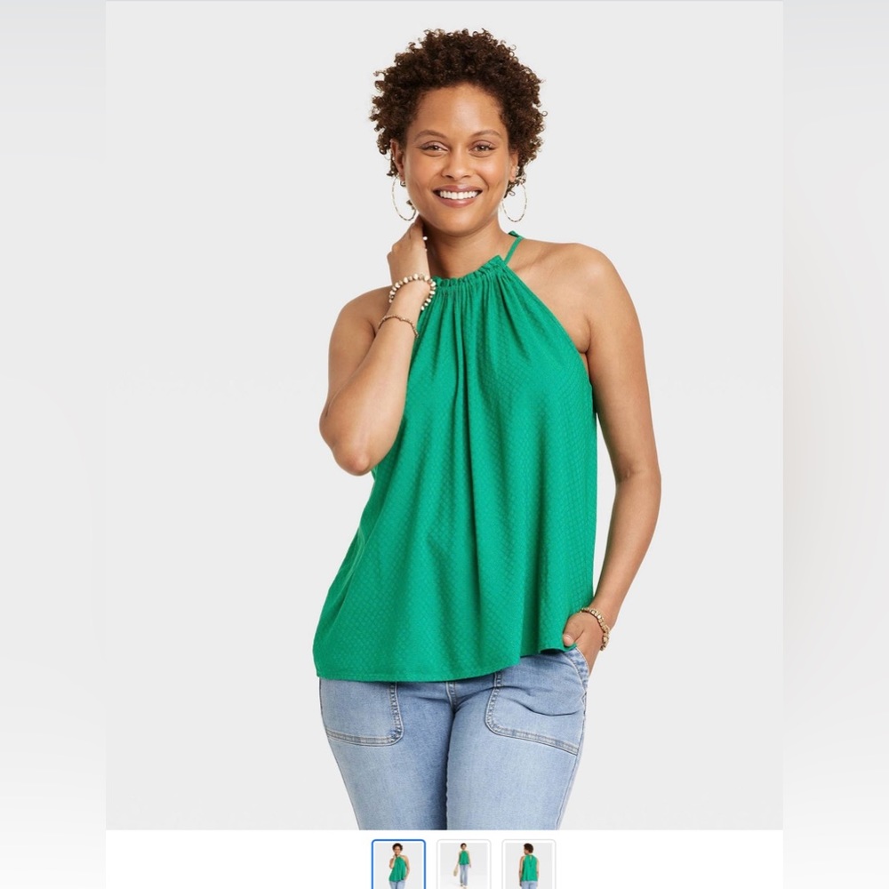 Women's Woven Halter Tank Top - Knox Rose Green